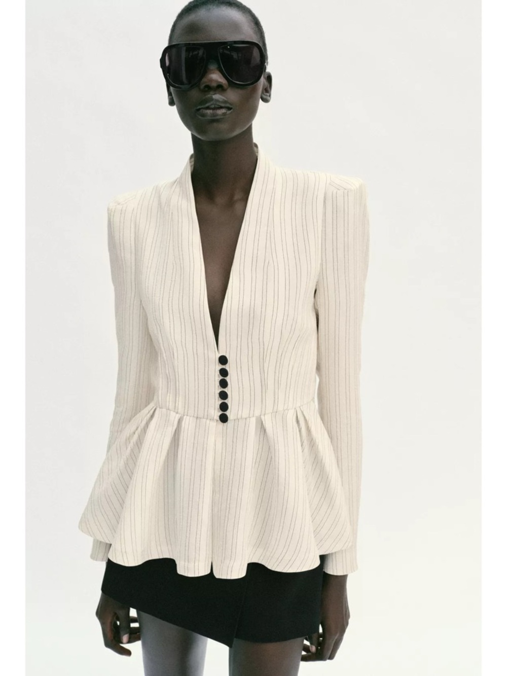 ZARA NWT Striped Peplum Blazer